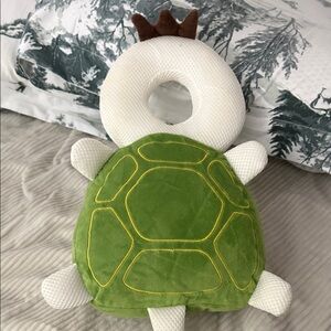 Green and White Turtle Plush Toy head support